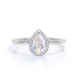 1.50 Carat Pear Shaped Moonstone Wedding Ring in Rose Gold - Vintage Moonstone Ring