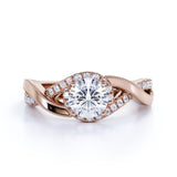1 Ct Round Cut Diamond Twisted Engagement Ring