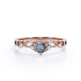 Leaf 0.60 Ct Round Salt and Pepper Diamond Engagement Ring