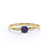 Asymmetric 1.15 Carat Round Cut Lab Created Alexandrite And Diamond Seven Stone Engagement Ring In White Gold