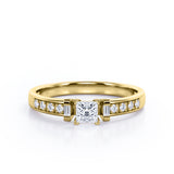 Certified Channel Set 0.50 Ct Princess Lab Diamond Engagement Ring