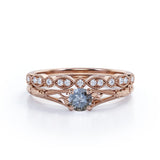 Leaf 0.75 Ct Round Salt and Pepper Diamond Wedding Ring Set