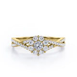 Infinity Twisted Shank 0.5 TCW Round-Shaped Diamond Halo Setting Engagement Ring in 10K Rose Gold