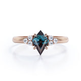 Asymmetric Bezel Set 1 Carat Kite Shaped Lab Created Alexandrite And Diamond Seven Stone Engagement Ring In White Gold