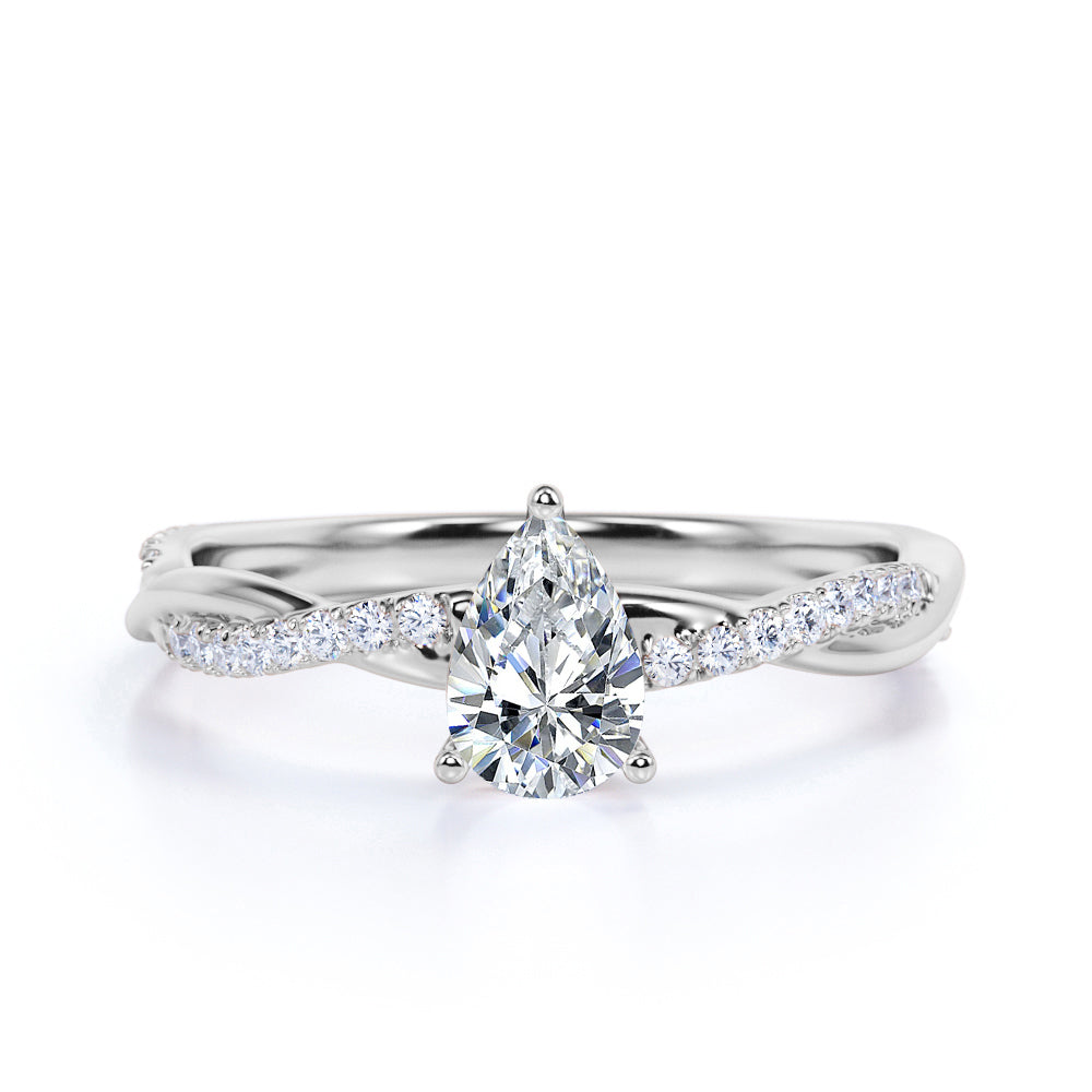 Teardrop 1.75 Carat Moissanite Infinity Engagement Ring