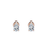 Certified 0.5 Carat Pear Cut Moissanite Minimalist Solitaire Stud Earrings In 18K Rose Gold Plating Over Silver