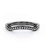 Pave 0.15 TCW Round Shape Curved Wedding Band