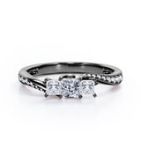 Certified Three Stone 0.50 Ct Princess Lab Diamond Engagement Ring