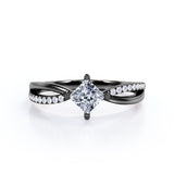 Twisted 0.50 Carat Princess Cut Diamond Four Prong Infinity Style Engagement Ring In White Gold