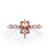 Fancy Star 0.6 carat Kite Morganite and Diamonds Engagement Ring in Rose Gold