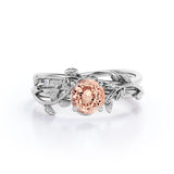 1 ct Round Morganite Nature Inspired Bridal Set