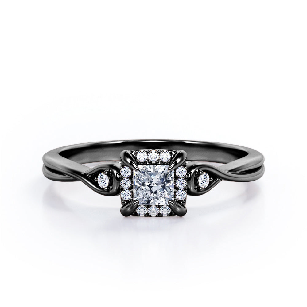 Halo 0.50 Ct Princess Lab Diamond Engagement Ring