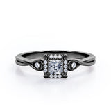 Certified Halo 0.50 Ct Princess Lab Diamond Engagement Ring