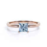 1 Carat Princess cut Aquamarine Solitaire Engagement Ring in White Gold