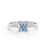 1 ct Cushion Aquamarine  Solitaire Engagement Ring