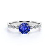 Vintage 1.15 Ct Round Cut Lab Sapphire Engagement Ring