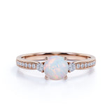 Three-Stone 1.10 Ct Round Cut Lab Created Opal Engagement Ring