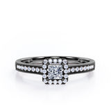 Milgrain Bordered 1.25 Carat Princess Cut Moissanite Ring