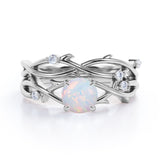 1.15 Ct Round Cut Lab Created Opal Twisted Bridal Set