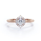 1 Carat Round Cut Moissanite And Diamond Halo Engagement Ring In White Gold