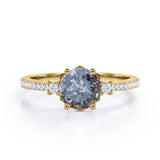 Pave 0.75 Ct Round Cut Salt and Pepper Diamond Engagement Ring