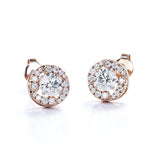 Twisted Scallop 0.43 CT TDW Round Certified Lab Diamond Claw Set Stud Earrings in Rose Gold