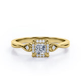 Certified Halo 0.50 Ct Princess Lab Diamond Engagement Ring