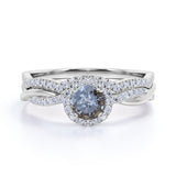 Halo 1.25 Ct Round Salt and Pepper Diamond Wedding Ring Set