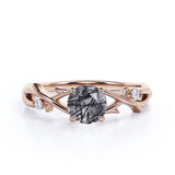 Twig 1.05 ct Round Black Rutilated Quartz Infinity Engagement Ring