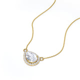 Halo 1.1 carat Pea Moissanite Pendant with Necklace in 18k Rose Gold Over Silver