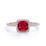 Limited Time Sale: 1.25 Carat Lab Ruby and Diamond Engagement Ring in 10k Rose Gold for Women on Sale