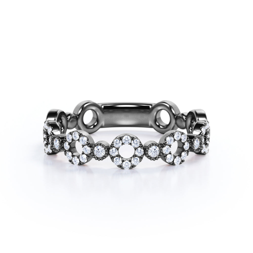 All Girls' Ring - 0.25 carat Circle Dainty Round Cut Moissanite Ring in White Gold - Birthday, Anniversary