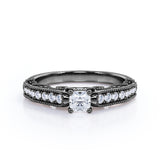 0.75 carat Timepiece Jewelry Cushion Moissanite and Diamond Engagement Ring in White Gold - Mother's Day - Anniversary