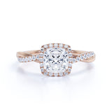 Halo 1.50 Carat Cushion Cut Moissanite Engagement Ring