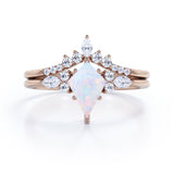 Crown 1.25 Ct Kite Cut Lab Created Opal Bridal Set