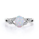 1.10 Ct Oval Cut Lab Created Opal Infinity Engagement Ring