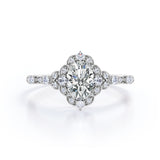 Classic 1.25 Carat Oval Cut Moissanite and Diamond Engagement Ring in 10k Rose Gold Beautiful Ring