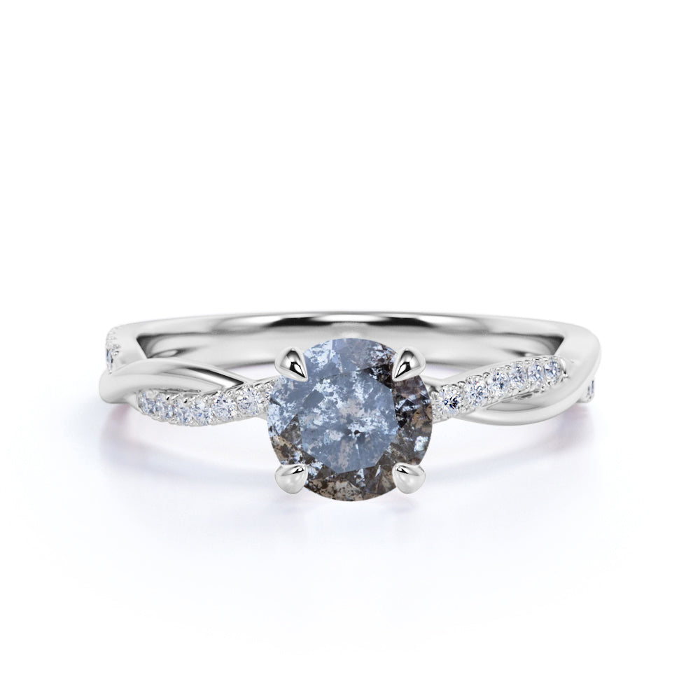 Infinity 0.75 Ct Round Salt and Pepper Diamond Engagement Ring