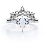 1 Ct Kite Cut Lab Created Opal Tiara Wedding Ring Set