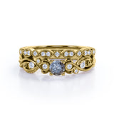 Antique 0.75 Ct Round Salt and Pepper Diamond Wedding Ring Set