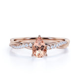 Limited Time Sale: 1.50 Carat Pear Cut Morganite and Diamond Halo Engagement Ring on Gold