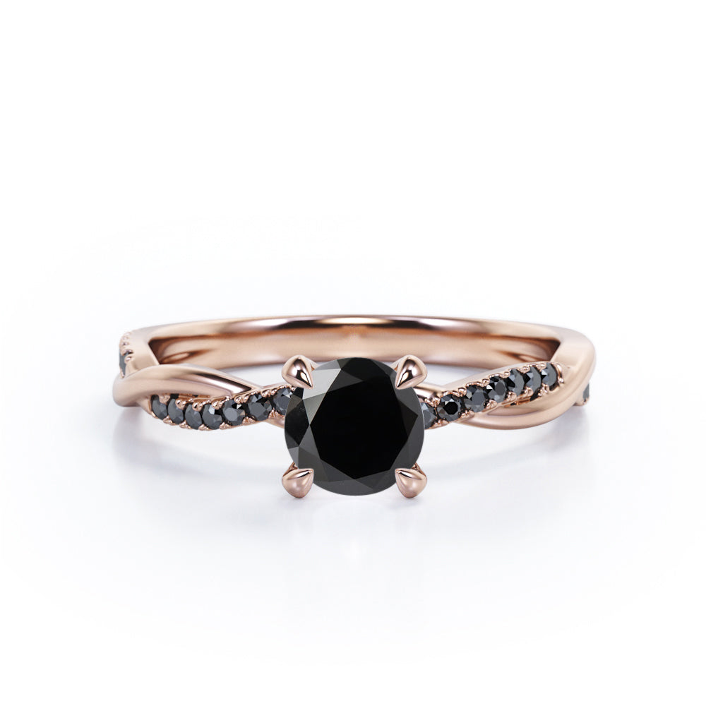 1.25 ct Round Lab Black Diamond Infinity Twisted Engagement Ring