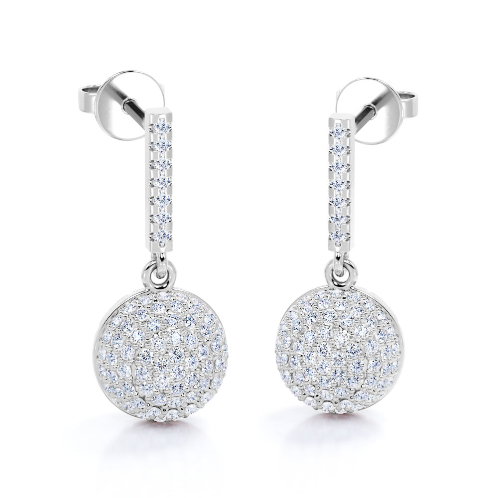 Clustered 0.45 Carat Round Cut Moissanite Pave Set Layered Drop Earrings In Rose Gold
