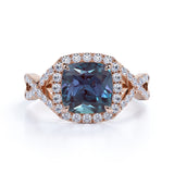 Infinity 2.50 Ct Cushion Lab Alexandrite Engagement Ring