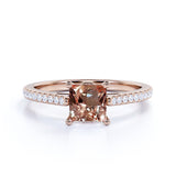 Halo 1.50 Carat emerald cut Morganite and Diamond Engagement Ring in Rose Gold