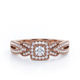 Extravaganza Milgrain Bordered - 1.45 Carat Round Brilliant Cut Moissanite and diamond - Halo Pave Channel Engagement Ring in Black Gold