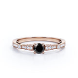 1.15 Carat Round Cut Lab Grown Black Diamond 4 Prong Engagement Ring In White Gold