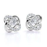 Flower Knot 0.43 CT TDW Round Certified Lab Diamond Twisted French Pave Stud Earrings in Yellow Gold