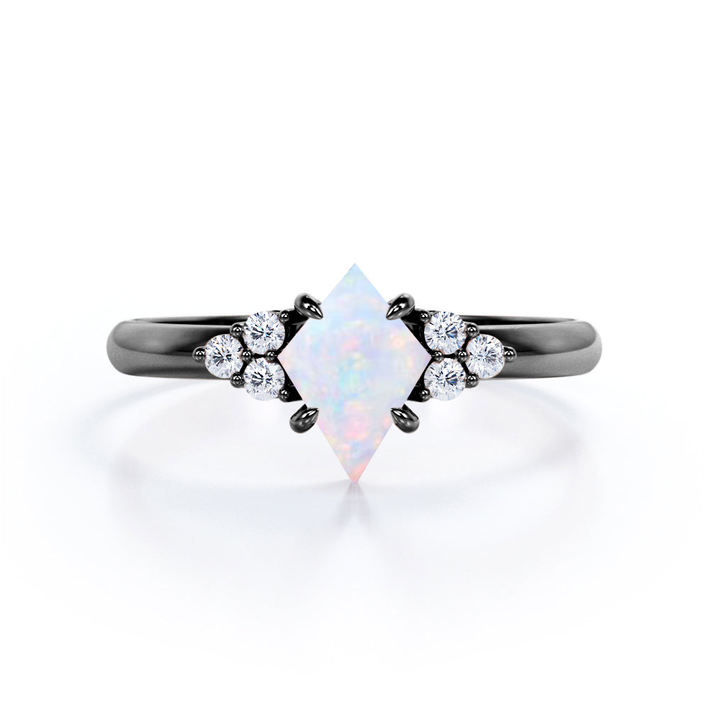 Seven Stone 1 Ct Kite Cut Lab Created Opal Engagement Ring