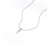 Dainty 0.10 TCW Round Cut Moissanite Pave Design Rood Pendant Necklace in 18K White Gold Plating over Silver